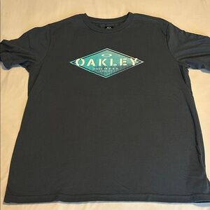 Oakley Men's Dark Blue Tee with Blue Logo